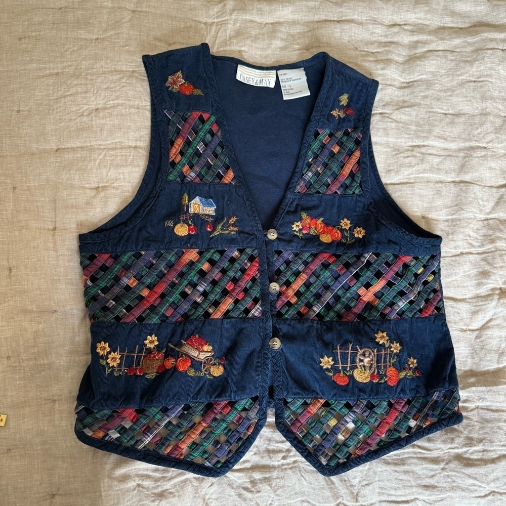 VTG Casey & Max Waistcoat Vest Womens M Black Fall Size Large